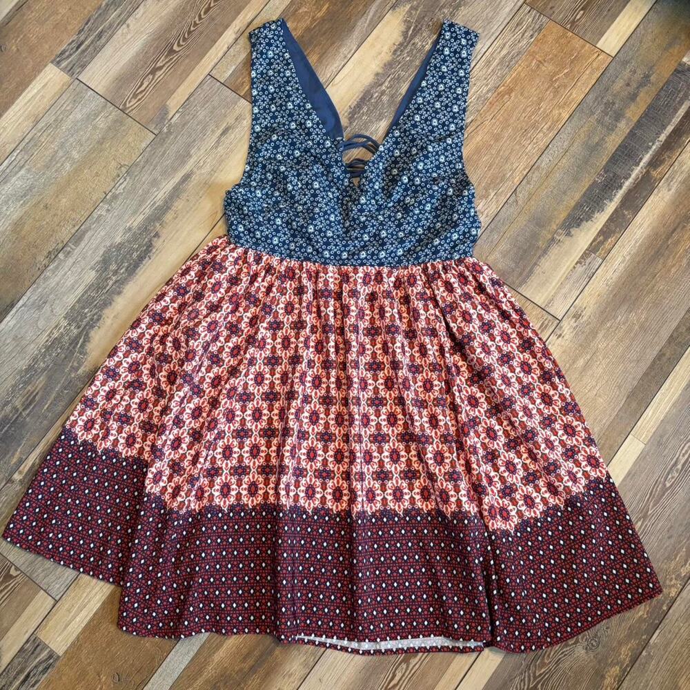 Blue and red western midi dress | Y2K |Cottage |country